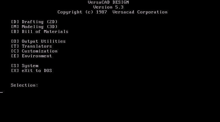 VersaCAD DESIGN 5.3 - Menu
